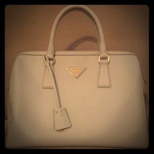 Prada Saffiano Bowler Bag - White